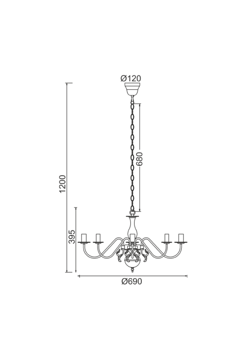 NETTO PENDANT 8XE14 METAL PATINΑ GOLD Φ69ΧH120CM VELVET