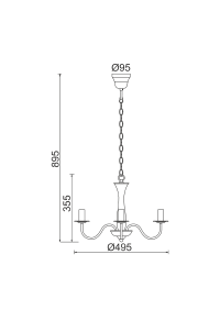 ПОЛИЛЕЙ ACA LIGHTING / 3XE14 METAL WHITE Φ49,5ΧΗ89,5CM KNOSSOS