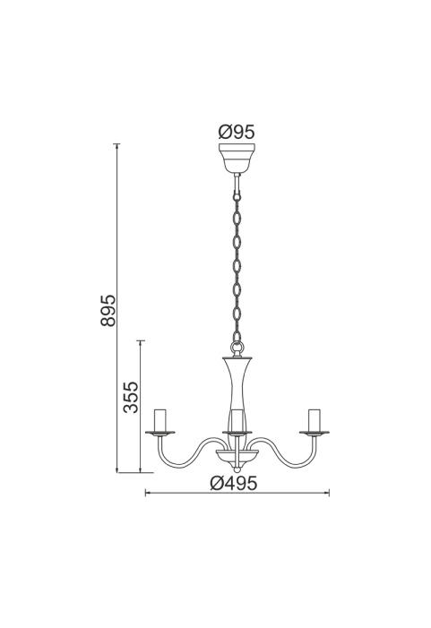 ПОЛИЛЕЙ ACA LIGHTING / 3XE14 METAL WHITE Φ49,5ΧΗ89,5CM KNOSSOS