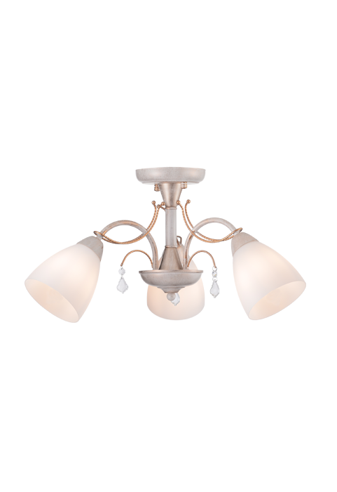 ПОЛИЛЕЙ ACA LIGHTING / 3XE14 METAL PATINΑ GOLD+WHITE GLASS+CRYSTAL Φ54ΧΗ27CM QUINCE