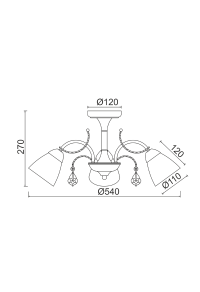 ПОЛИЛЕЙ ACA LIGHTING / 3XE14 METAL PATINΑ GOLD+WHITE GLASS+CRYSTAL Φ54ΧΗ27CM QUINCE