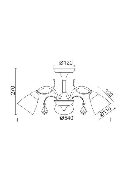 ПОЛИЛЕЙ ACA LIGHTING / 3XE14 METAL PATINΑ GOLD+WHITE GLASS+CRYSTAL Φ54ΧΗ27CM QUINCE