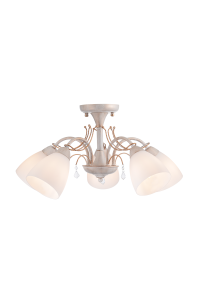 ПОЛИЛЕЙ ACA LIGHTING /  5XE14 METAL PATINΑ GOLD+WHITE GLASS+CRYSTAL Φ54ΧΗ27CM QUINCE