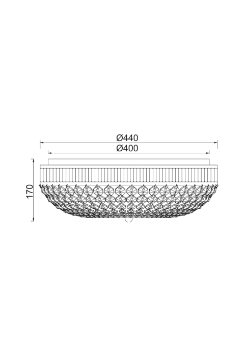 ПЛАФОН 5ΧΕ14 КРИСТАЛ+НИКЕЛ  Φ44ΧΗ17CM ROSE
