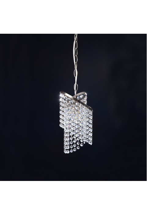 ПЕНДЕЛ 1ΧΕ27 КРИСТАЛ+НИКЕЛ Φ17,5ΧΗ84,5CM ELIZA