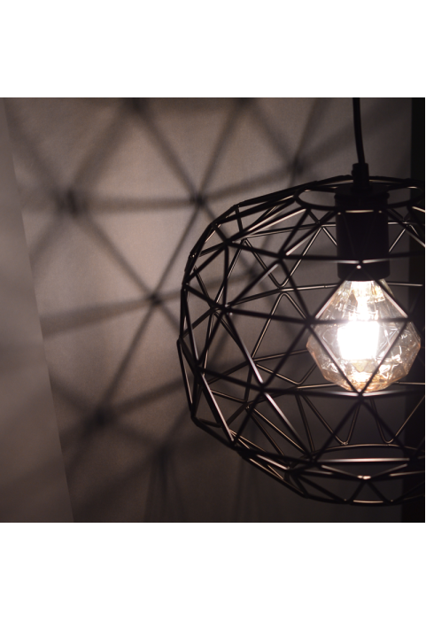 ПЕНДЕЛ ACA LIGHTING / PENDANT 1ΧΕ27 METAL BLACK GRID Φ30ΧΗ130CM ALADDIN
