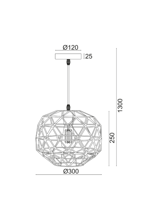 ПЕНДЕЛ ACA LIGHTING / PENDANT 1ΧΕ27 METAL BLACK GRID Φ30ΧΗ130CM ALADDIN