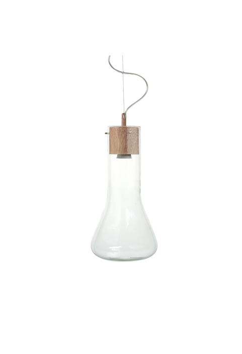 NETTO PENDANT 1ΧGU10 METAL COLOR WOOD + GLASS Φ20ΧΗ82,5CM POTHOS