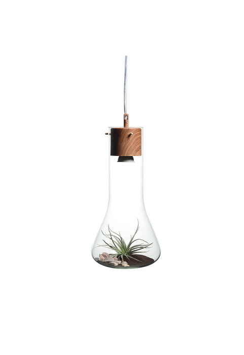 NETTO PENDANT 1ΧGU10 METAL COLOR WOOD + GLASS Φ20ΧΗ82,5CM POTHOS