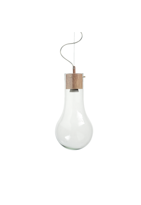 NETTO PENDANT 1ΧGU10 METAL COLOR WOOD + GLASS Φ20ΧΗ120CM POTHOS