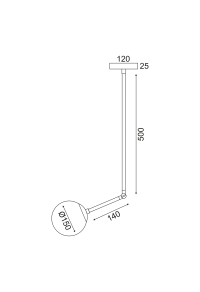 АПЛИК, ПЕНДЕЛ  1ΧGU10 МЕТАЛ ОПАЛ+СТЪКЛО Φ15ΧΗ80CM THETIS