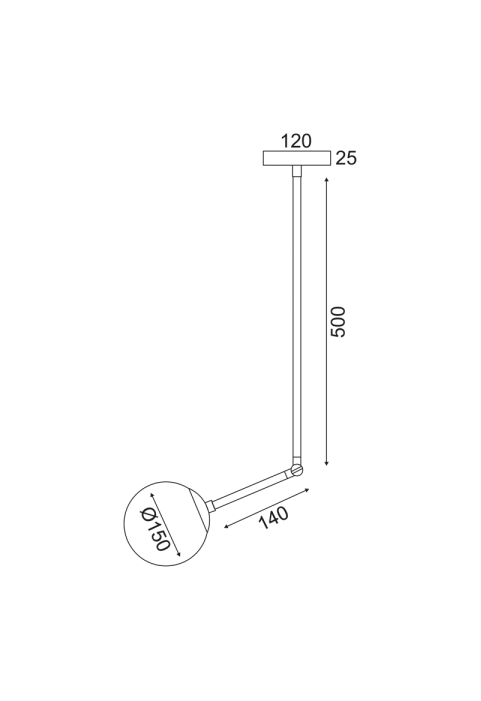 АПЛИК, ПЕНДЕЛ  1ΧGU10 МЕТАЛ ОПАЛ+СТЪКЛО Φ15ΧΗ80CM THETIS
