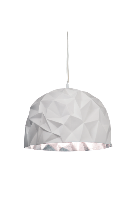 NETTO PENDANT 1XE27 RESIN WHITE+SILVER POLYGON Φ38H120CM POLLOK