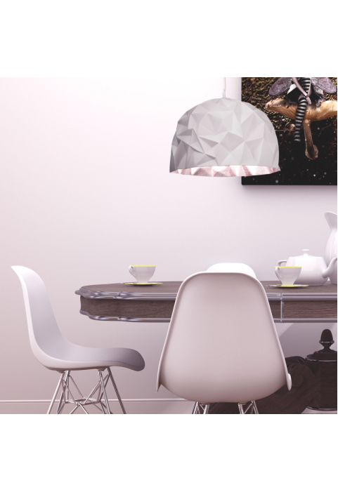 NETTO PENDANT 1XE27 RESIN WHITE+SILVER POLYGON Φ38H120CM POLLOK