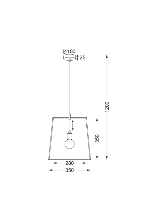 NETTO PENDANT 1XE27 METAL COPPER QUADRILATERAL 35ΧΗ120CM TWIGGY