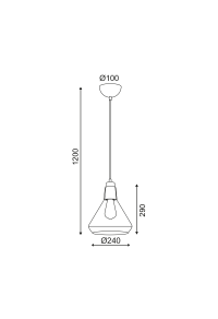 NETTO PENDANT 1XE27 GLASS + METAL GREY Φ24ΧΗ120CM CIELOS