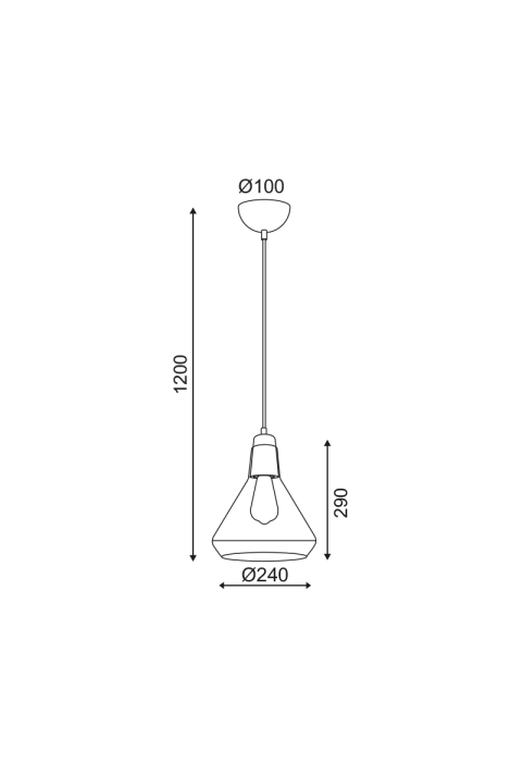 NETTO PENDANT 1XE27 GLASS + BRONZE METALLIC Φ24ΧΗ120CM CIELOS