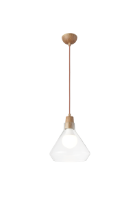 NETTO PENDANT 1XE27 GLASS + METAL WOOD PAINTING Φ24ΧΗ120CM CIELOS