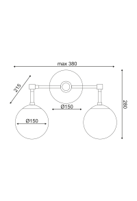 АПЛИК 2ΧΕ27 МЕТАЛ + ОПАЛ СТЪКЛО 38X21,5ΧΗ THETIS