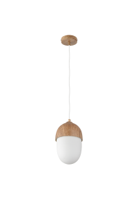 NETTO PENDANT 1XE27 METAL COLOR WOOD + OPAL GLASS Φ16ΧΗ120CM BELLOTA