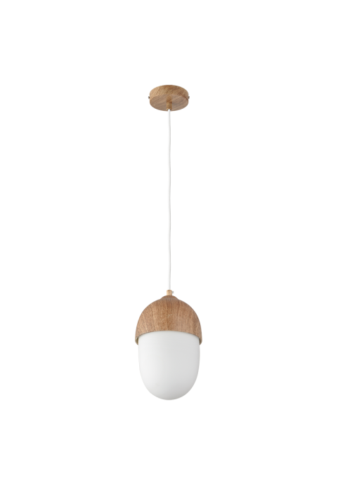 NETTO PENDANT 1XE27 METAL COLOR WOOD + OPAL GLASS Φ16ΧΗ120CM BELLOTA