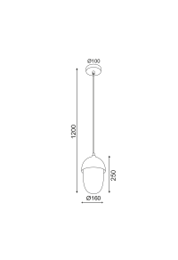 NETTO PENDANT 1XE27 METAL COLOR WOOD + OPAL GLASS Φ16ΧΗ120CM BELLOTA