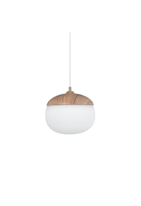 NETTO PENDANT 1XE27 METAL COLOR WOOD + OPAL GLASS Φ23ΧΗ120CM BELLOTA