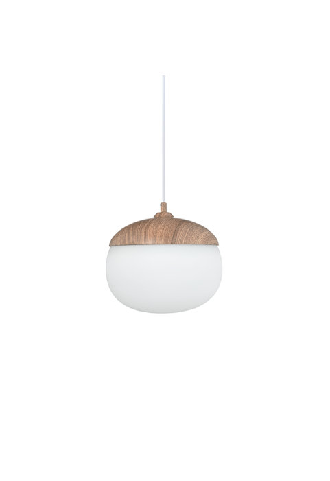 NETTO PENDANT 1XE27 METAL COLOR WOOD + OPAL GLASS Φ23ΧΗ120CM BELLOTA