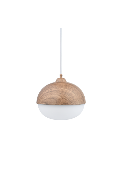 PHASING OUT PENDANT 1XE27 METAL COLOR WOOD+ OPAL GLASS Φ25ΧΗ120CM BELLOTA