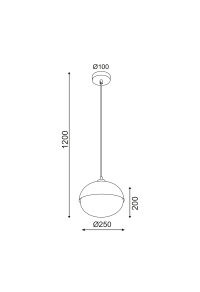 PHASING OUT PENDANT 1XE27 METAL COLOR WOOD+ OPAL GLASS Φ25ΧΗ120CM BELLOTA