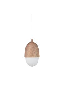 NETTO PENDANT 1XE27 METAL COLOR WOOD + OPAL GLASS Φ16ΧΗ120CM BELLOTA