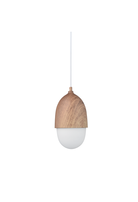 NETTO PENDANT 1XE27 METAL COLOR WOOD + OPAL GLASS Φ16ΧΗ120CM BELLOTA