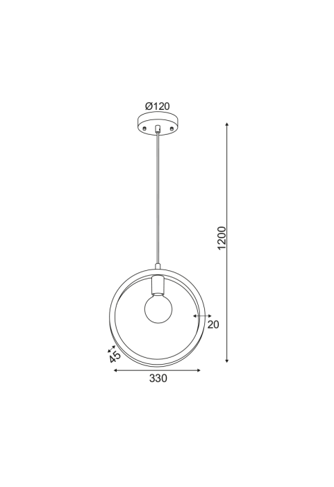 ПЕНДЕЛ 1ΧΕ27 ЦИМЕНТ КРЪГ Φ33XH120CM LION