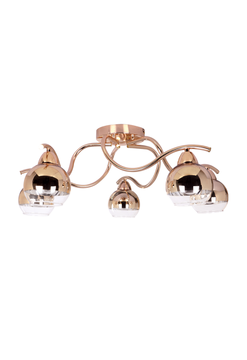 NETTO CEILING 5ΧΕ27 METAL GOLD/COPPER+GLASS Φ61ΧΗ24CM ALIEN