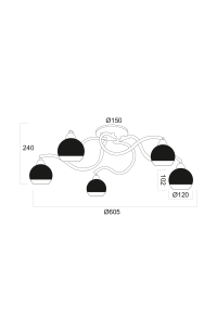 NETTO CEILING 5ΧΕ27 METAL GOLD/COPPER+GLASS Φ61ΧΗ24CM ALIEN