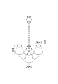 NETTO KIDS PENDANT 3XE14 MULTICOLOR SHADE Φ50ΧΗ80CM RAINBOW