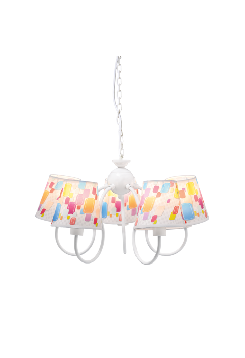 NETTO KIDS PENDANT 5XE14 MULTICOLOR SHADE Φ50ΧΗ80CM RAINBOW
