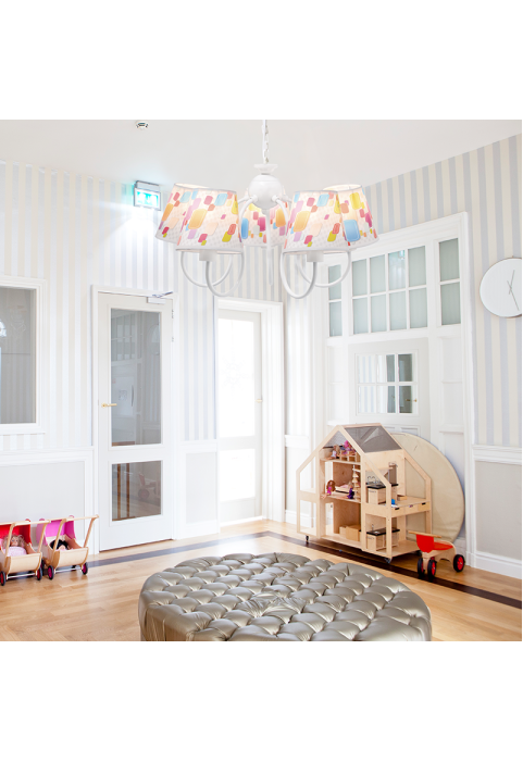 NETTO KIDS PENDANT 5XE14 MULTICOLOR SHADE Φ50ΧΗ80CM RAINBOW