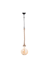 ПЕНДЕЛ ACA LIGHTING / NETTO PENDANT 1X27 BLACK METAL+SINGLE BRAIDED ROPE+CHAIN ​​H100CM