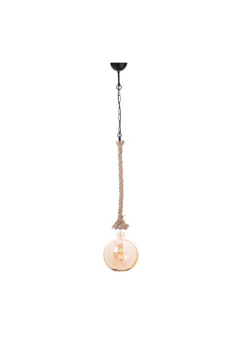 ПЕНДЕЛ ACA LIGHTING / NETTO PENDANT 1X27 BLACK METAL+SINGLE BRAIDED ROPE+CHAIN ​​H100CM