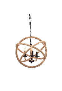 NETTO PENDANT 3XE14 METAL BLACK CIRCLES+ROPE Φ50ΧΗ120CM CERN