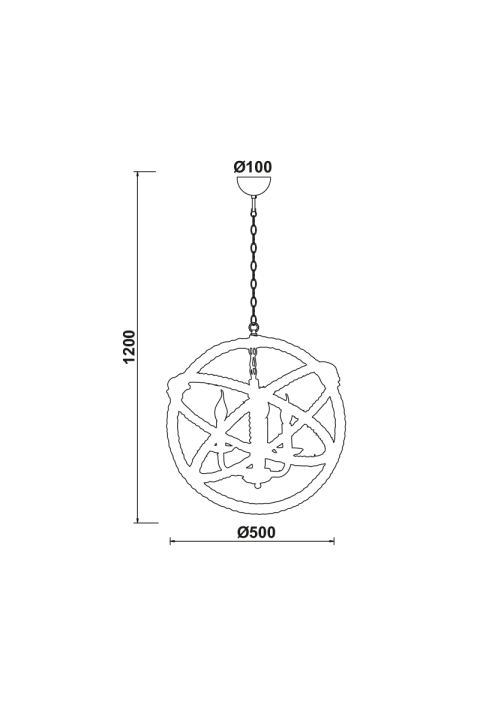 NETTO PENDANT 3XE14 METAL BLACK CIRCLES+ROPE Φ50ΧΗ120CM CERN