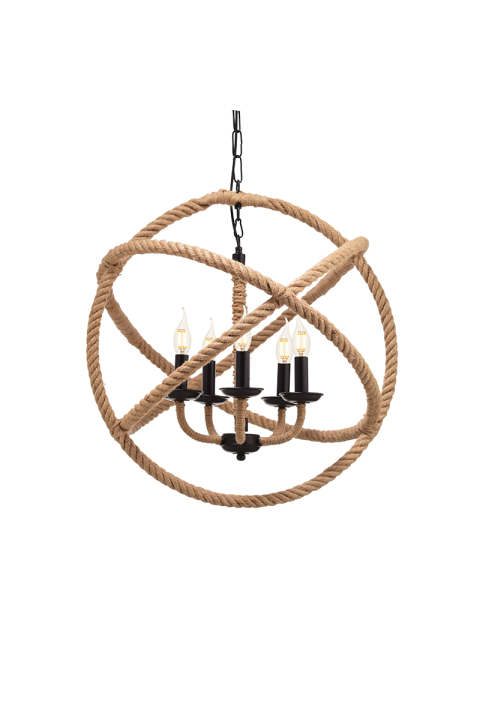 NETTO PENDANT 5XE14 METAL BLACK CIRCLES+ROPE Φ62ΧΗ130CM CERN