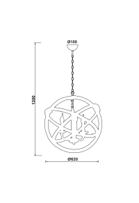 NETTO PENDANT 5XE14 METAL BLACK CIRCLES+ROPE Φ62ΧΗ130CM CERN