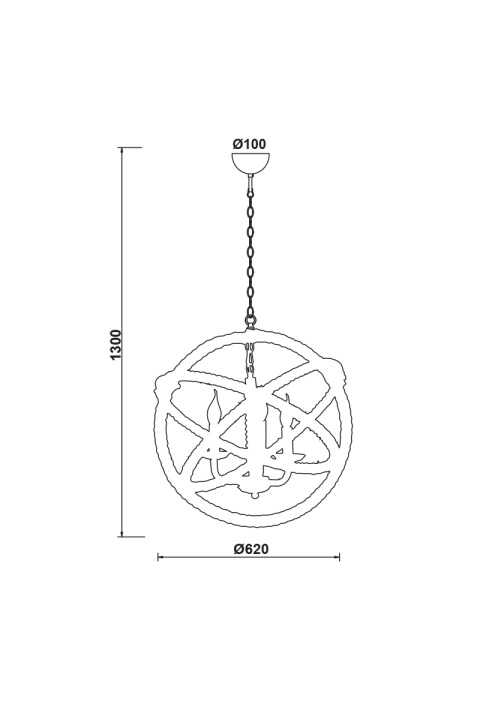 NETTO PENDANT 5XE14 METAL BLACK CIRCLES+ROPE Φ62ΧΗ130CM CERN