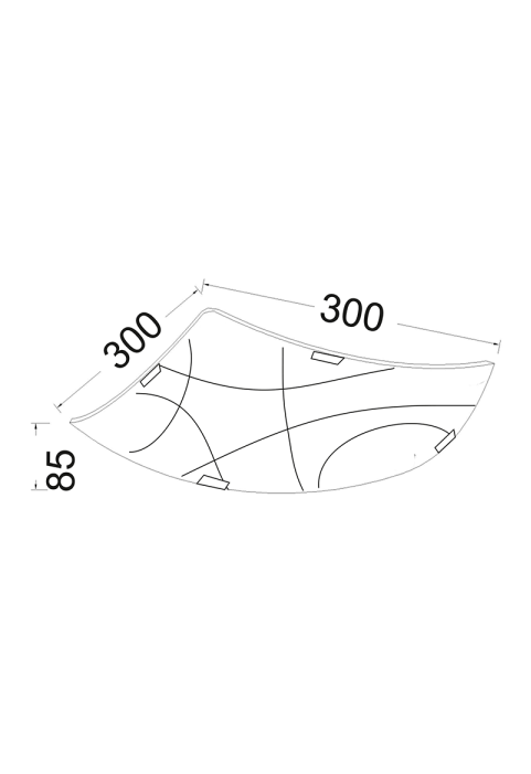 ПЛАФОНИЕРА КВАДРАТНА ЧЕРТЕЖИ Φ30CM 2XE27 LOCRIS
