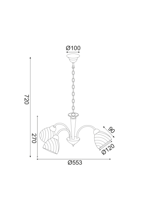 ПОЛИЛЕЙ ACA LIGHTING / METAL 3XE14 CHROME BYRON