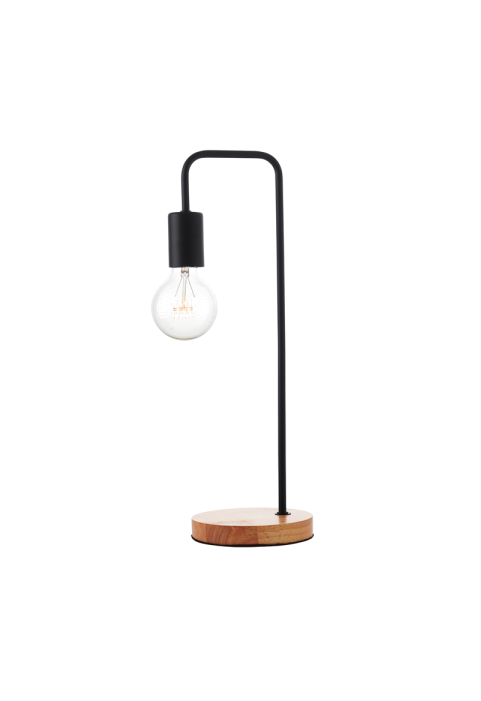 НАСТОЛНА ЛАМПА 1XE27 ЧЕРНО МЕТАЛНО С ДЪРВО Φ18χΗ48cm NAXOS