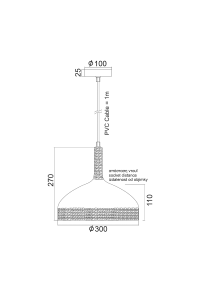 МЕТАЛЕН ПЕНДЕЛ 1ΧΕ27 БЯЛО С ВЪЖЕ Φ30χΗ27cm COTTAGE