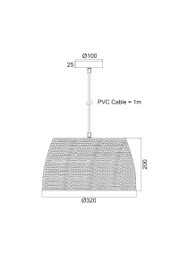 NETTO PENDANT LUMINAIRE 1XE27 ROPE D33XH20CM MALTA